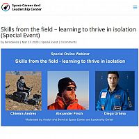 Skills from the field – learning to thrive in isolation